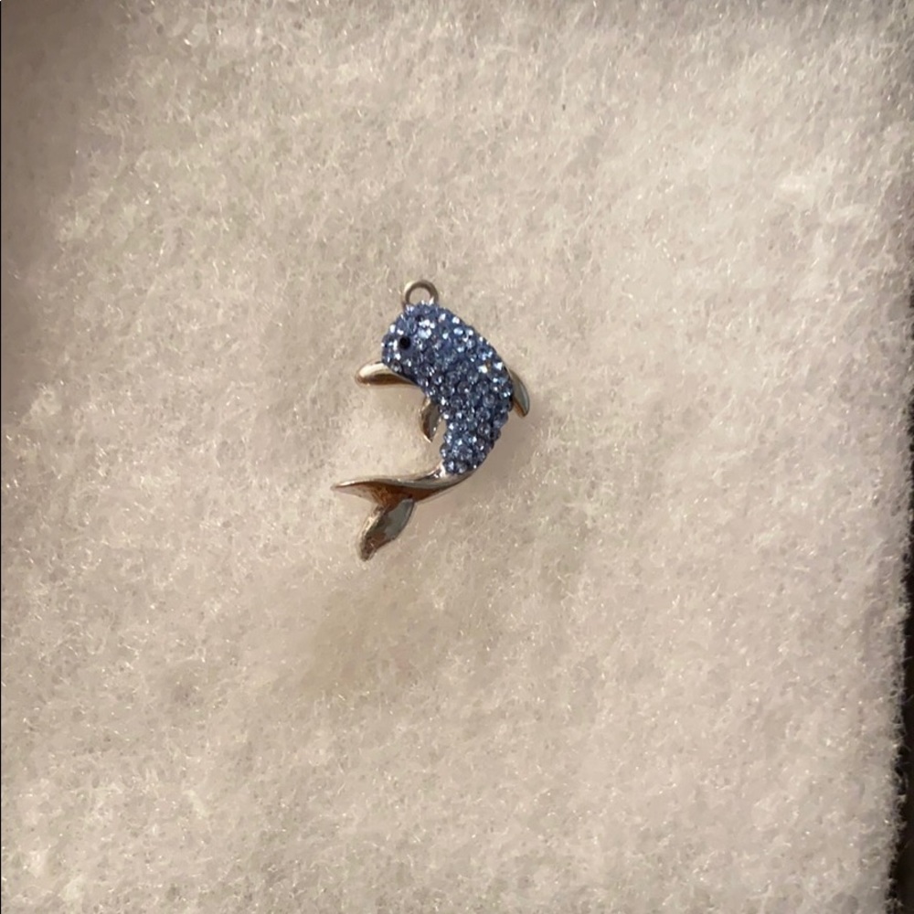 Blue and silver dolphin necklace